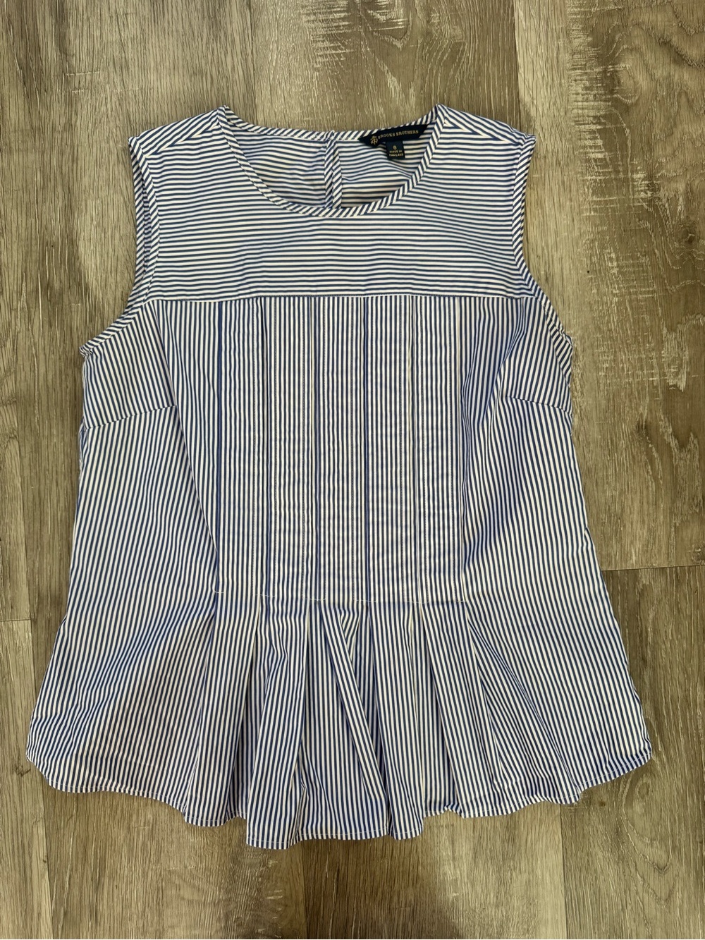 Brooks Brothers Women's Blue White Striped Sleeveless Peplum Blouse Size 6